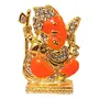 Brass 24 K Gold Plated with Stones Hindu God Shri Ganesh Car Dashboard Statue (Multicolour Standard Size)