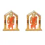 Set of 2 White Metal Silver Plated Hindu God Balaji Hanuman Idol Lord Mahavir Statue Bajrangbali Handicraft Decorative Spiritual Puja Vastu Showpiece Figurine - Religious Pooja Gift Item & Murti for Mandir / Temple / Home / office