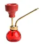 Decorative 6 inch Glass Brass Hookah (Red Gold)