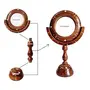 Vintage Hand Carved Wooden Table Top Round Portable Makeup Mirror with Stand