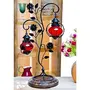 Attractive Glass with Metal Red Colored Leaf Design Candle Stand (11"x8"x22")