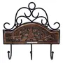 Wooden & Iron Fancy Design Wall Hanging Cloth Hanger with 3 Hooks