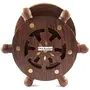 Wooden Coaster Set Designed in Ship Wheel (Brown 4 Inch)
