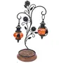 Double Lantern Hanging Candle Holder with Stand Size (lxbxh-15 x 25 x 45) cm Color-Orange
