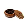 Handcrafted Wooden Spice Box with Lid 4 Compartments