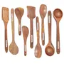 Handmade Wooden Serving and Cooking Spoon Kitchen Utensil Set of 9