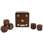 Handmade Indian Game Dice Box with 5 Dice Set - Wooden Toy Game - Brain Teaser