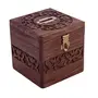 Handmade Wooden Square Money / Piggy Bank / Coin Box with Beautiful Carving Design for Kids