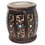 Wooden Drum Shaped Carved Money Bank
