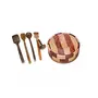 Beautiful Wooden Antique Handcrafted Chapati Box with 4 Cooking Spoon 1 Masher Pack of 6