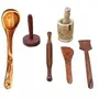 Wooden Spoon Set 1 Frying 1 Serving 1 Masher 1 Chapati Roller 1 Grinder 1 Kitchen Ware Spoon