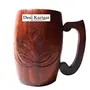 Antique Wooden Vintage Style Mug for Tea Coffee and Beer with Stainless Steel Insert