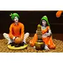 India Handcrafted Rajasthani Couple Making Chaas & Pottery Showpiece for Home Decor
