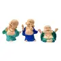 India Handcrafted Set of 3 Resine Little Laughing Buddha Monk Sculpture | Showpiece for Home Dcor and Office