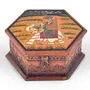 Little India Hand Painted Hexagonal Wooden Art Jewelry Box (16.51 cm x 16.51 cm)