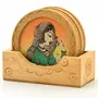 Little India Gemstone Wooden Painting Tea Coaster (Brown HCF111)