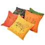 Little India Zari Hand Embroidery Work Cotton 5 Piece Cushion Cover - Multicolor (DLI3CUS441)