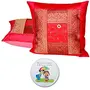 Zari Hand Embroidery Work Silk 2 Piece Cushion Cover Set - Red (DLI3CUS812)