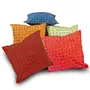 Little India Hand Embroidery Mirror Work Cotton 5 Piece Cushion Cover Set - Multicolor (DLI3CUS408)