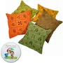 Little India Zari Hand Embroidery Work Cotton 5 Piece Cushion Cover Set - Multicolor (DLI3CUS430)