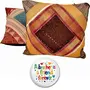 Little India Embroidery Applique Patch Work Silk 2 Piece Cushion Cover Set - Multicolor (DLI3CUS804)