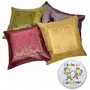 Zari Hand Embroidery Work Silk 5 Piece Cushion Cover Set - Multicolor (DLI3CUS447)