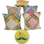 Little India Embroidery Zari Thread Work Silk 5 Piece Cushion Cover Set - Multicolor (DLI3CUS410)