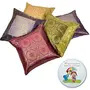 Zari Hand Embroidery Work Silk 5 Piece Cushion Cover Set - Multicolor (DLI3CUS455)
