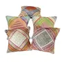 Little India Zari Thread Work Silk 5 Piece Cushion Cover - Multicolor