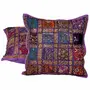 Little India Embroidery Applique Patch Work Cotton 2 Piece Cushion Cover Set - Multicolor (DLI3CUS802)