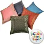 Zari Hand Embroidery Work Silk 5 Piece Cushion Cover Set - Multicolor (DLI3CUS440)