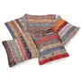 Little India Embroidery Applique Patch Work Cotton 5 Piece Cushion Cover Set - Multicolor (DLI3CUS427)