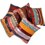 Little India Embroidery Applique Patch Work Cotton 5 Piece Cushion Cover Set - Multicolor (DLI3CUS436)