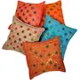 Little India Mirror Embroidery Hand Work Cotton 5 Piece Cushion Cover Set - Multicolor (DLI3CUS454)