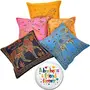 Zari Hand Embroidery Work Cotton 5 Piece Cushion Cover Set - Multicolor (DLI3CUS453)