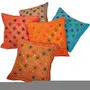 Little India Mirror Embroidery Hand Work Cotton 5 Piece Cushion Cover Set - Multicolor (DLI3CUS432)