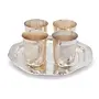 Little India Silver Polished 4 Brass Glass with Tray Set (24.13 cm x 24.13 cmHCF332)