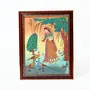 Little India Meera Playing with Peacock Gemstone Photo Frames for Walls Decoration / Paintings for Living Room Large with Frame (346 Brown)