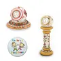 Little India Gold Paint Marble Pillar Watch and Marble Round Clock Combo (DL3COMB124)