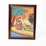 Little India Meera Playing Sitar and Forest Gemstone Photo Frames for Walls Decoration / Paintings for Living Room Large with Frame (344 Brown)