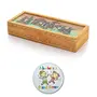 Little India Carved Gemstone Painted Wooden Jewellery Box (10.16 cm x 25.4 cmHCF354)