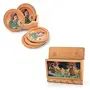 Little India Combo of Key Magazine Holder and Tea Coasters (Brown)