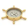 Little India Antique Wheel Design Pure Brass Real Compass (225 Gold)