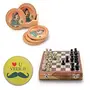 Real Marble Chess Board and Wooden Tea Coaster Set (DL3COMB116)