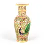 Little India Jaipuri Golden Minakari Peacock Design Flower Vase (401 White)