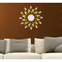 Silver Sun with Extra Falme (Pack of 25) (75 cm X 75 cm) With Big Golden Leaf 3D aCryliC stiCker 3D aCryliC stiCkers for wall 3D mirror wall stiCkers 3D aCryliC wall stiCker 3D deCorative stiCkers 3D aCryliC home wall deCor 3D aCryliC mirror stiCKers 3D a