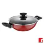 BERGNER Scarlett Forged Aluminium Non-Stick Kadhai with Glass Lid 24 cm 2.5 Liters Induction Base Maroon