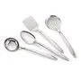 Anjali 4pc Silver Stainless Steel Cooking Spoon Set Silver Contains - Frying Ladle Serving Spoon Turner Spoon Curry Ladle