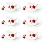 Borosil Red Carnation (LH) Cup and Saucer Set 140ml 12-Pieces White HT12CS14RCA1 HT12CS14RCA1