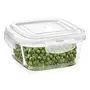 Borosil Klip N Store Microwave & Oven Safe Glass Storage Container 1 L Square with Air Tight Lid